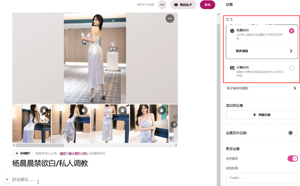 发帖设置付费访问