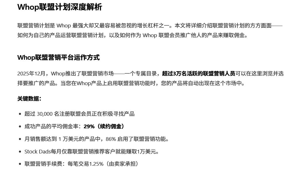 Whop联盟营销计划说明:3万多名活跃推广者,平均佣金率29%