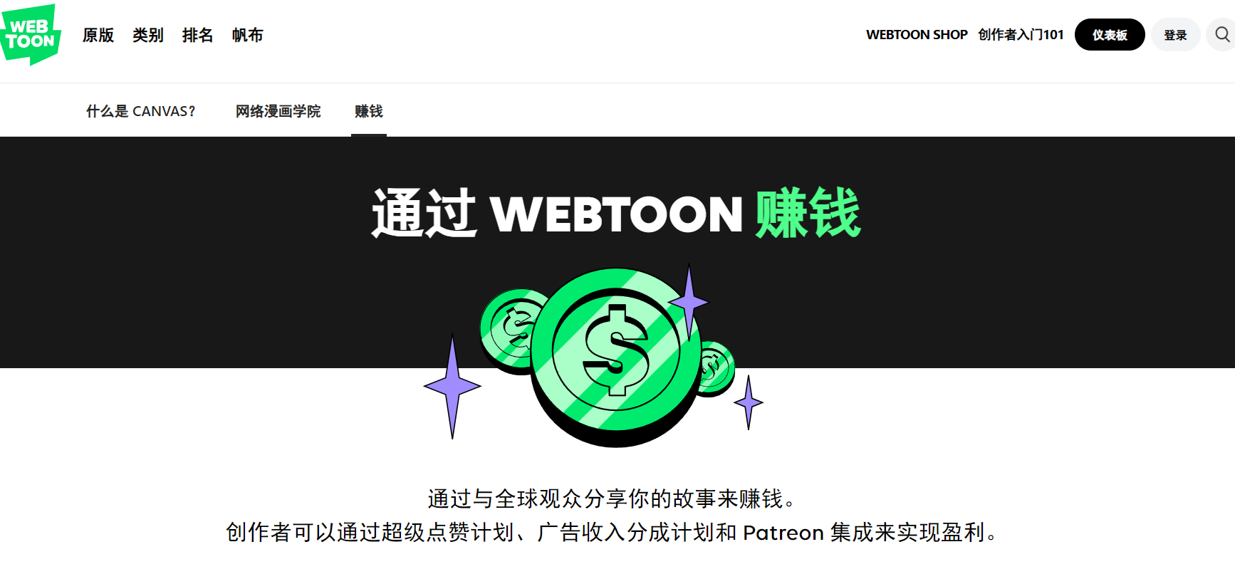 Webtoon创作者收益说明
