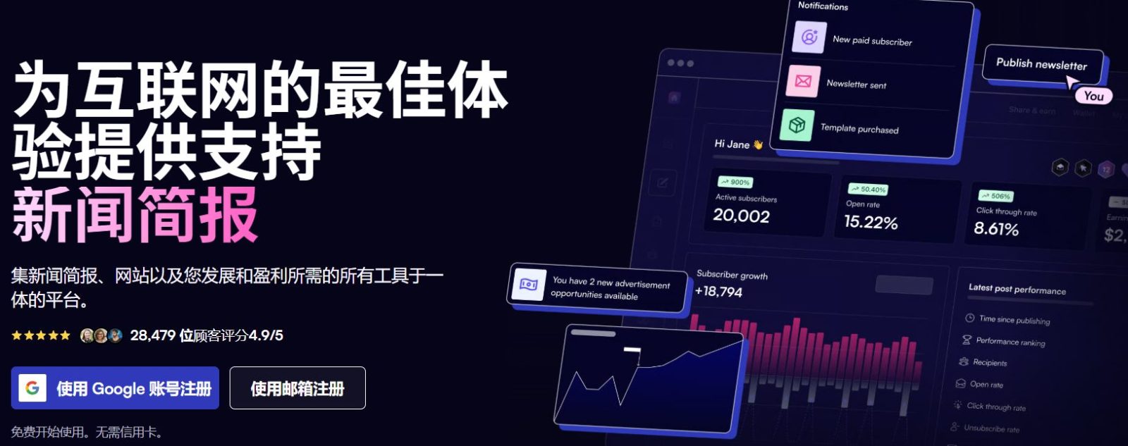 beehiiv创作者后台数据概览