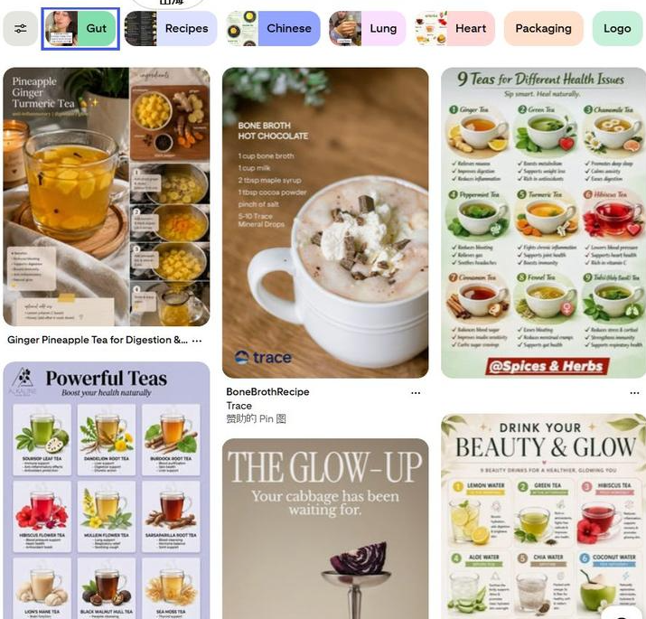 Pinterest养生茶饮健康类Pin图