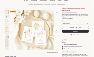 一份月龄卡PDF卖35美金起：Etsy宝宝卡片赚美金拆解
