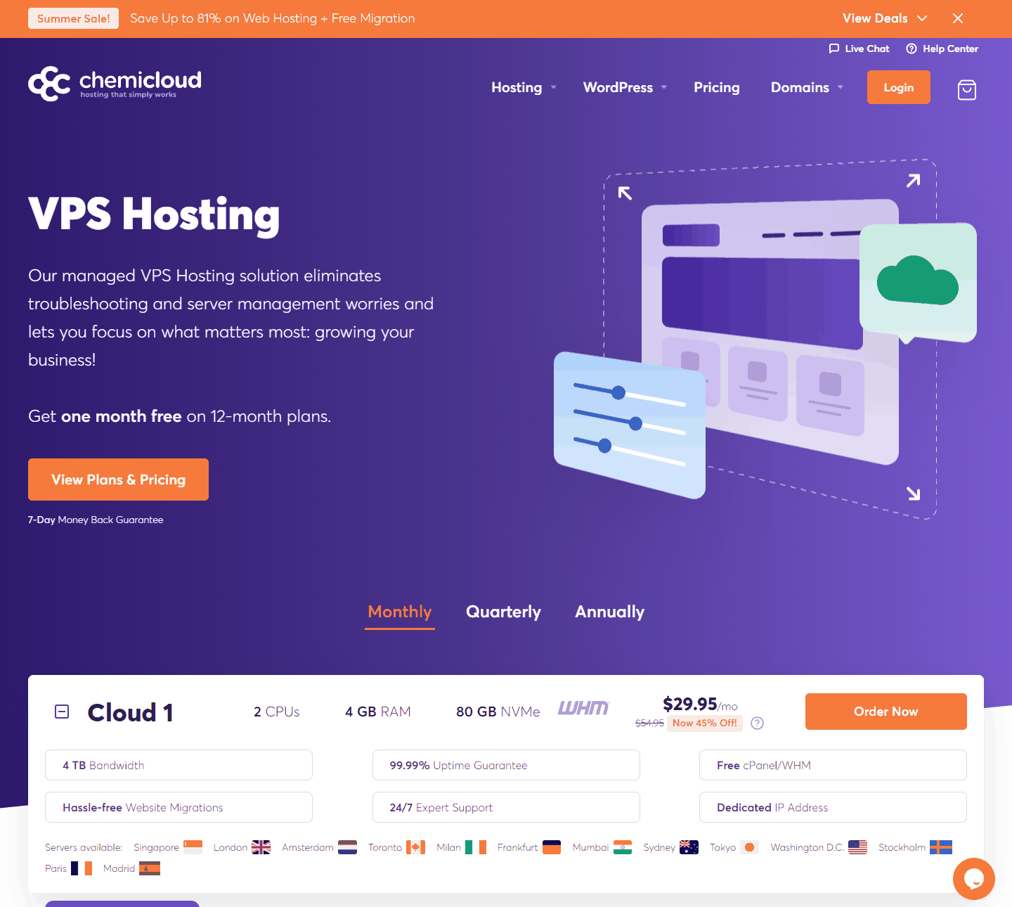 ChemiCloud托管VPS套餐价格和13个机房可选位置