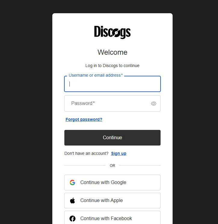 Discogs注册登录页面支持邮箱和Google登录