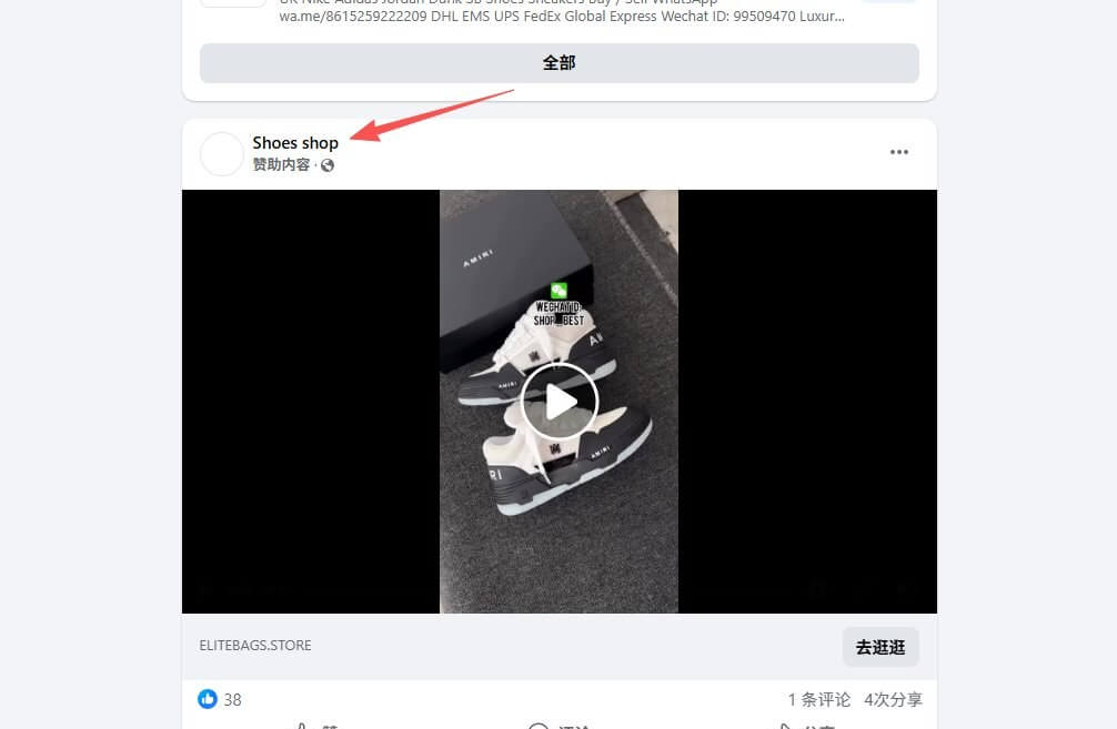 Facebook广告位上的独立站鞋类商品推广,靠付费投流获取访客