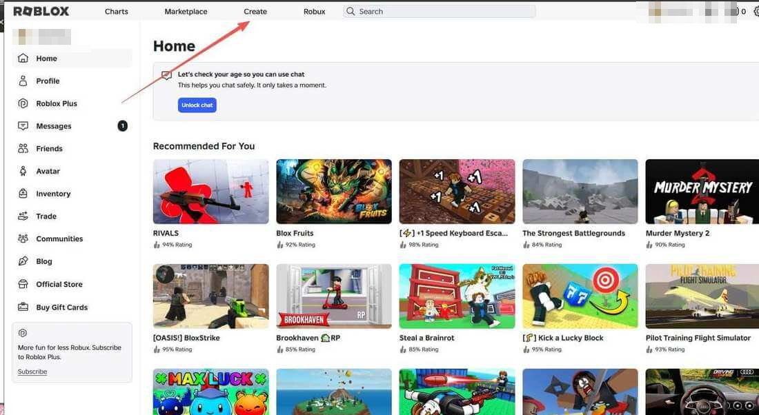 Roblox首页的推荐游戏列表,每一款都是平台用户自己做的作品
