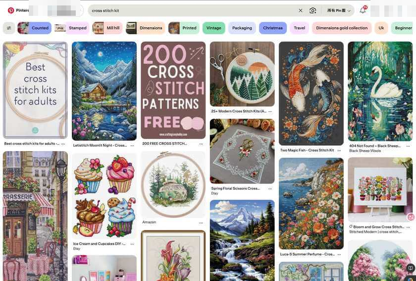 Pinterest上的十字绣图案,可以拿来找选题和配色灵感