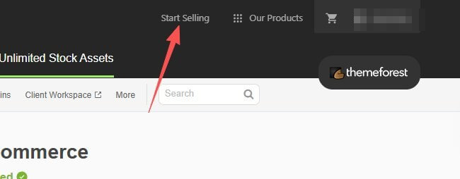 ThemeForest顶栏的Start Selling作者入驻入口按钮