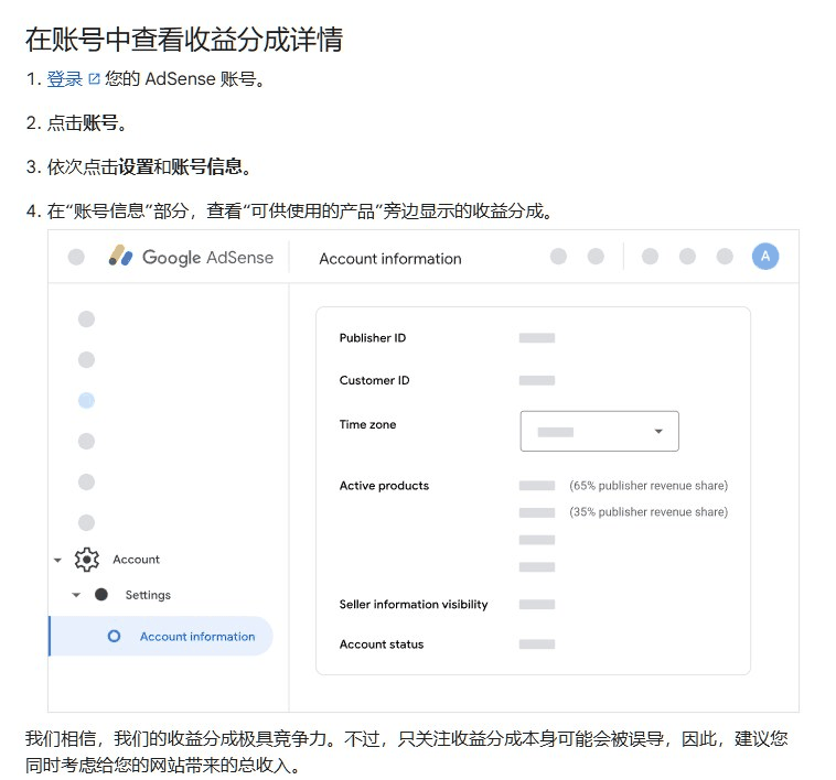 谷歌AdSense的收益分成说明,网站主拿广告收入的大头