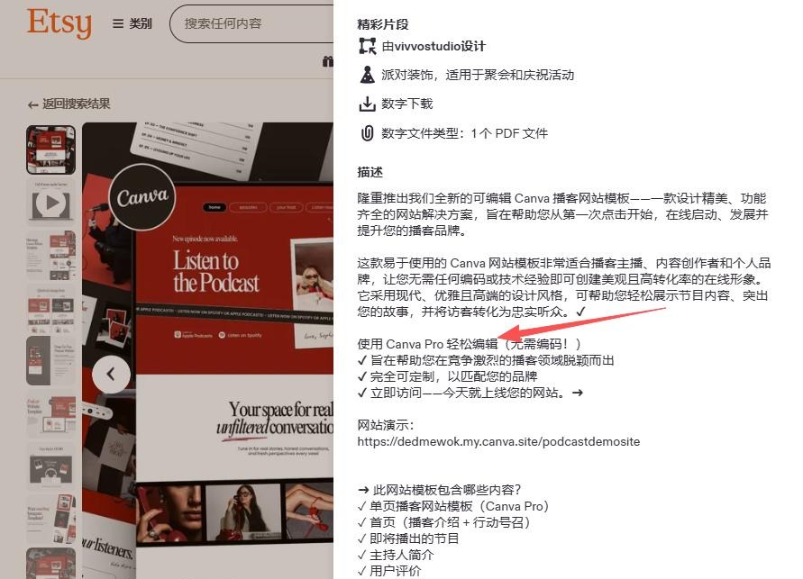 一个用Canva Pro做的模板商品页,交付的是一个PDF