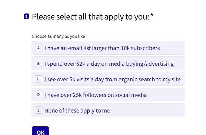 Clickbank注册问卷让你选符合自己情况的条件