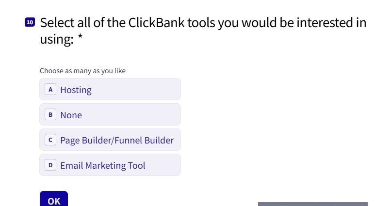 Clickbank注册问卷问你打算用什么渠道引流