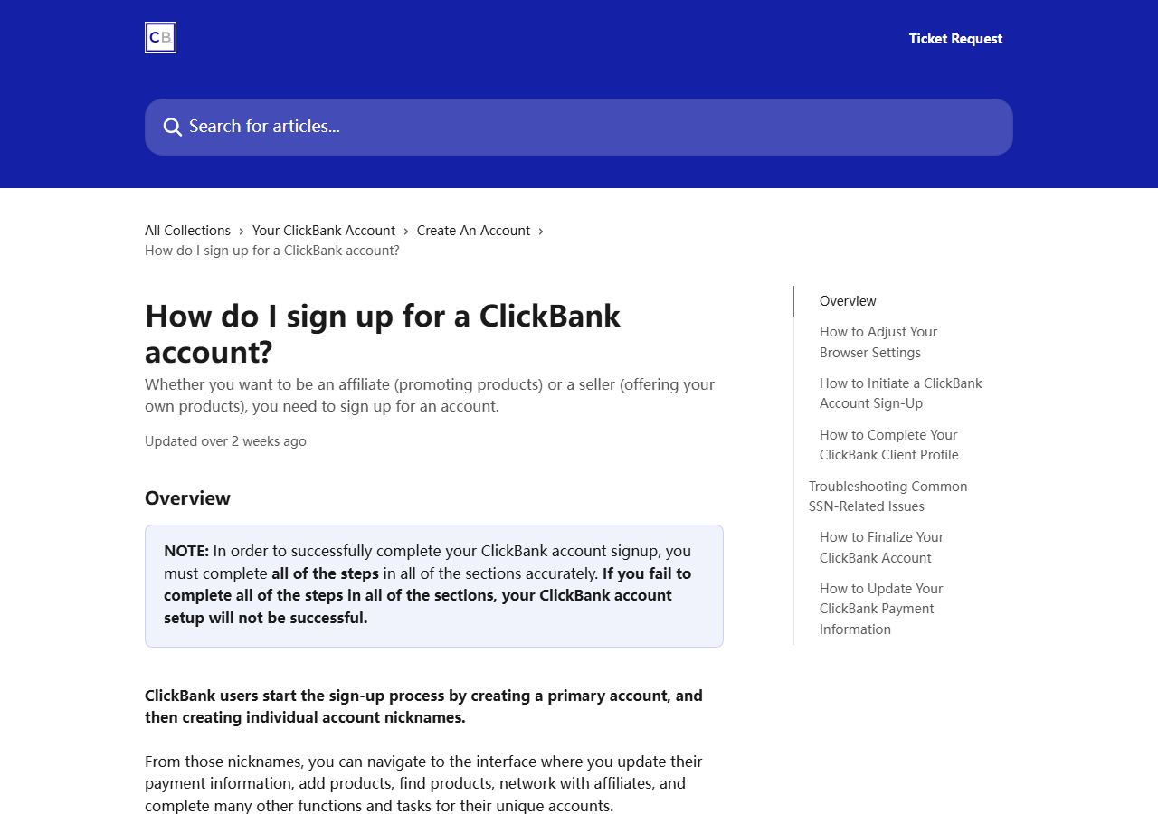 ClickBank官方帮助文档,讲解注册账号和设置昵称的完整流程
