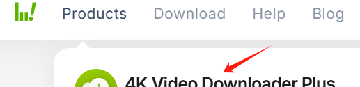 4K Video Downloader Plus工具的产品页导航栏，用于批量下载视频素材