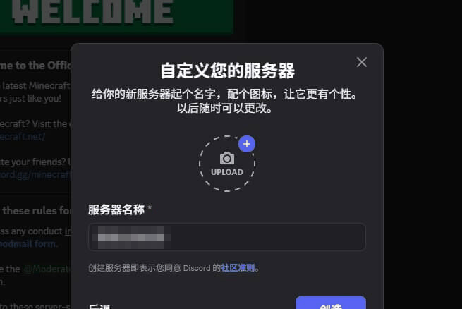 Discord自定义服务器界面:设置服务器名称并上传图标