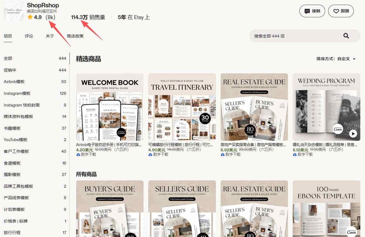 一家做了五年的模板店,销量一百一十四万单