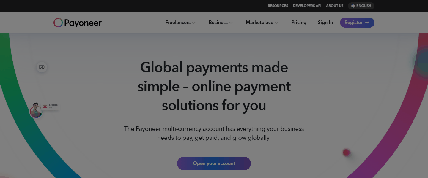 Payoneer官网首页,Fiverr接单赚的美金提现到国内的收款账户