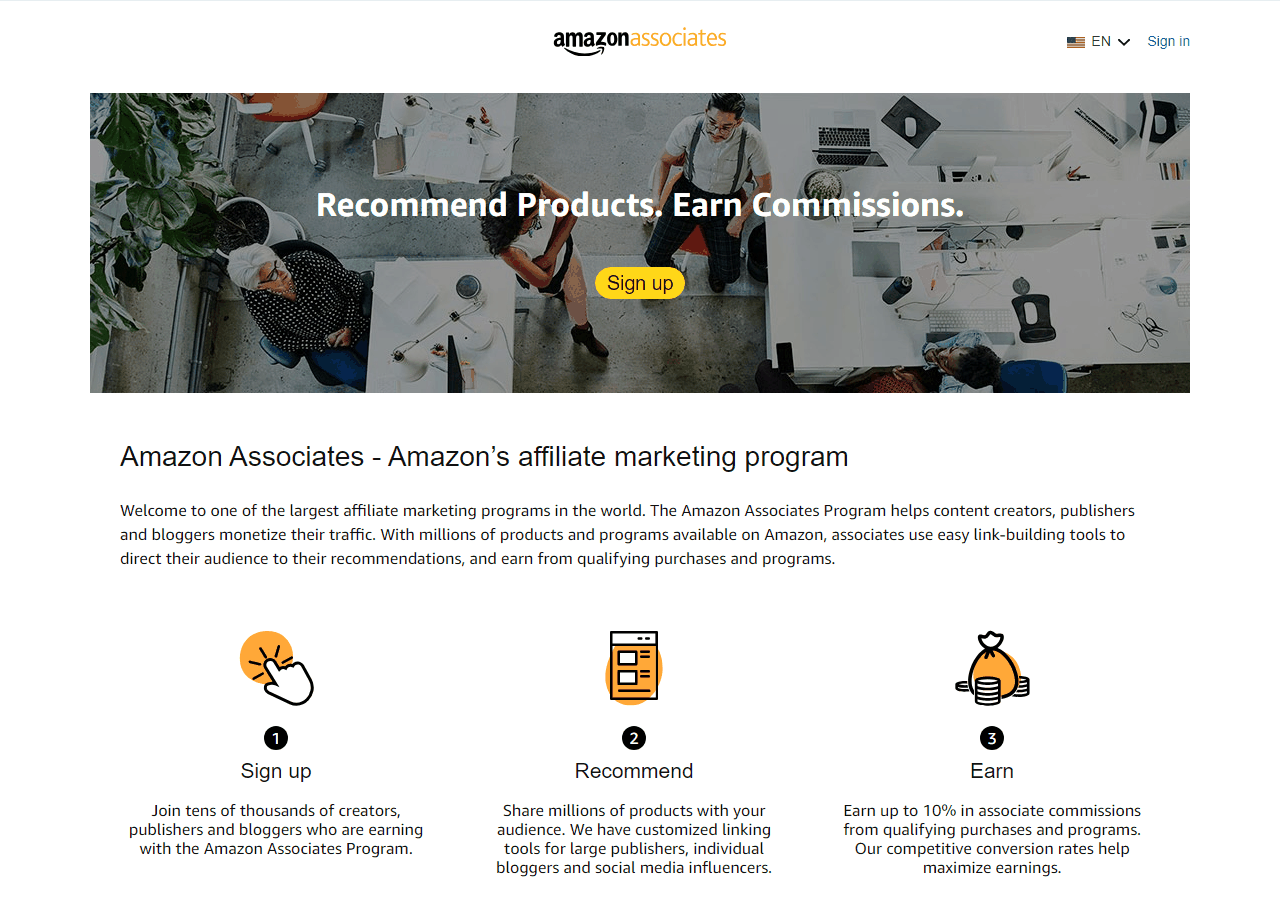 亚马逊联盟Amazon Associates官网,注册推荐赚佣金三步流程