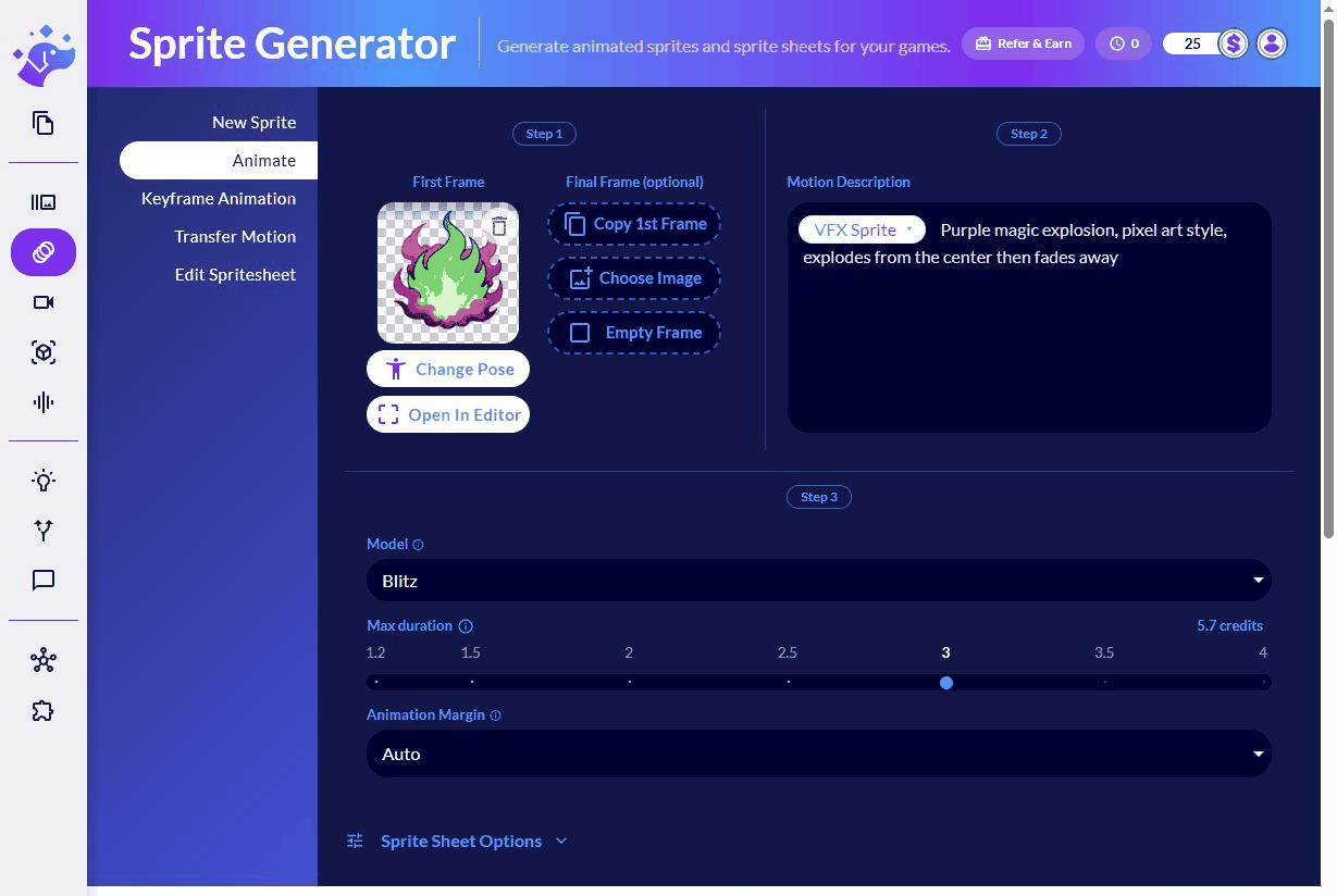精灵图生成器的界面和提示词