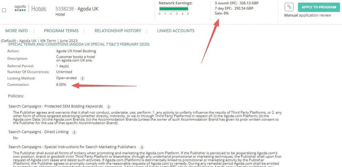 Agoda联盟项目详情,酒店预订佣金6%,7天EPC292.54英镑