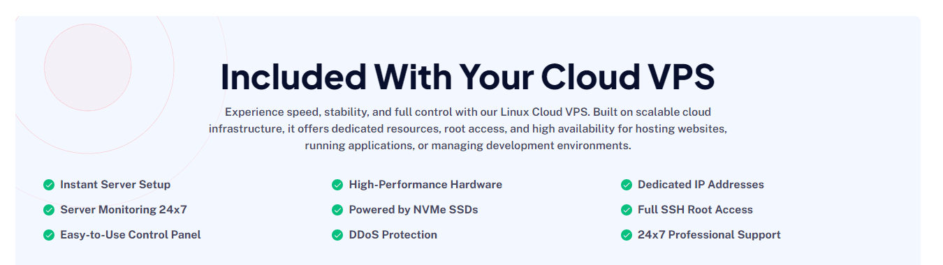 Netcetera云VPS包含的功能:即时开通、DDoS防护、独立IP、完整root权限