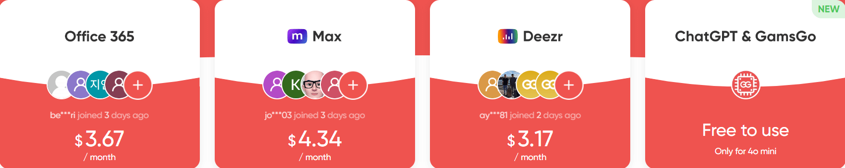 另一批产品的价格:Office365每月3.67美元、Max 4.34、Deezr 3.17