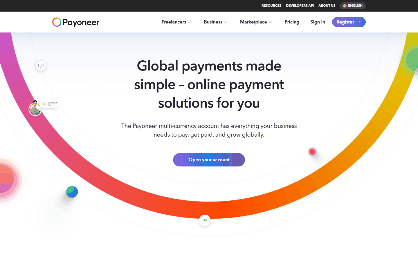 Payoneer跨境收款平台官网,提供多币种账户把美金提回国内