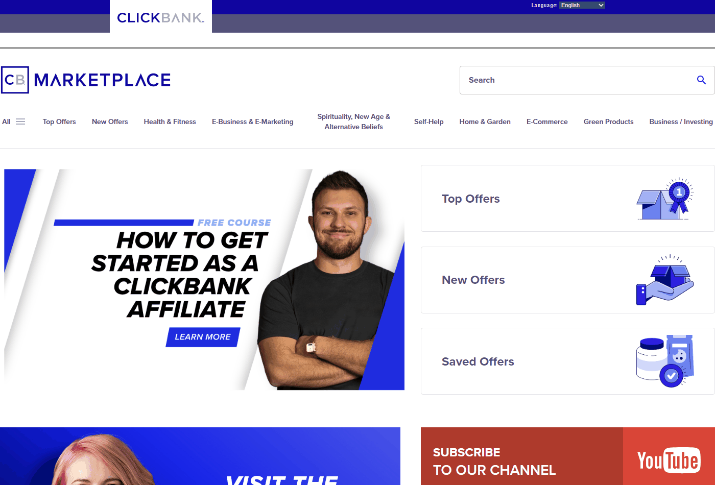 ClickBank产品市场页面,左侧按类目筛选可找到宠物训练类电子书