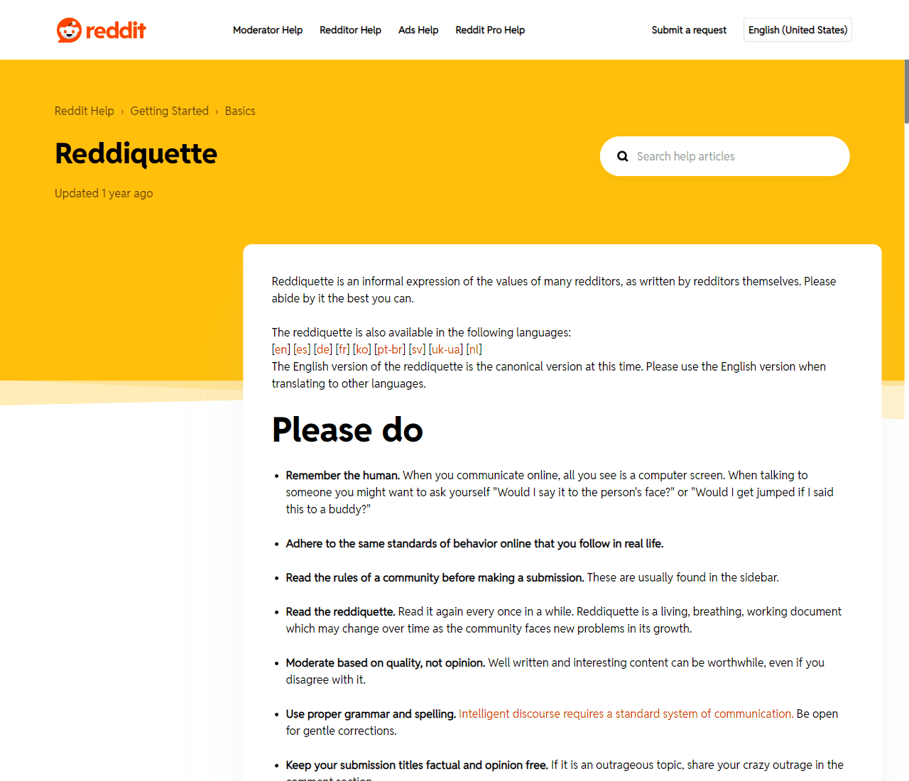 Reddit官方社区礼仪规则页Reddiquette,发帖前必读的行为规范