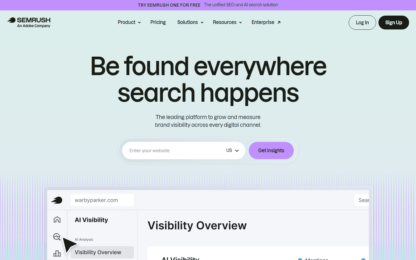 Semrush关键词研究工具官网首页,做联盟内容选词用