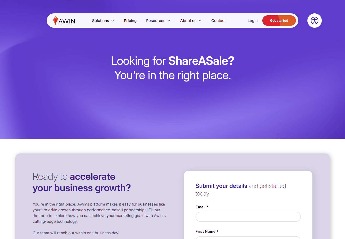 ShareASale官网跳转到Awin的提示页,2025年10月ShareASale正式并入Awin平台