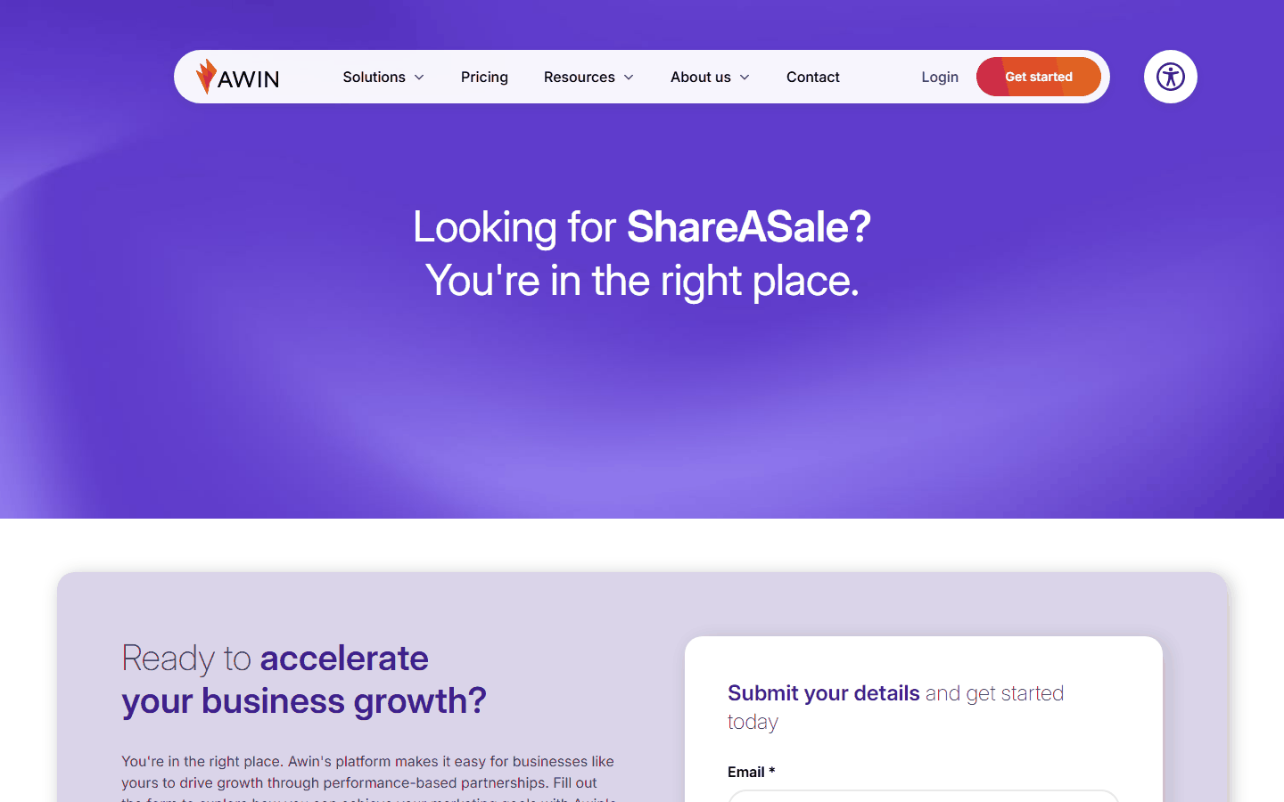 Awin官网页面显示ShareASale已并入Awin平台