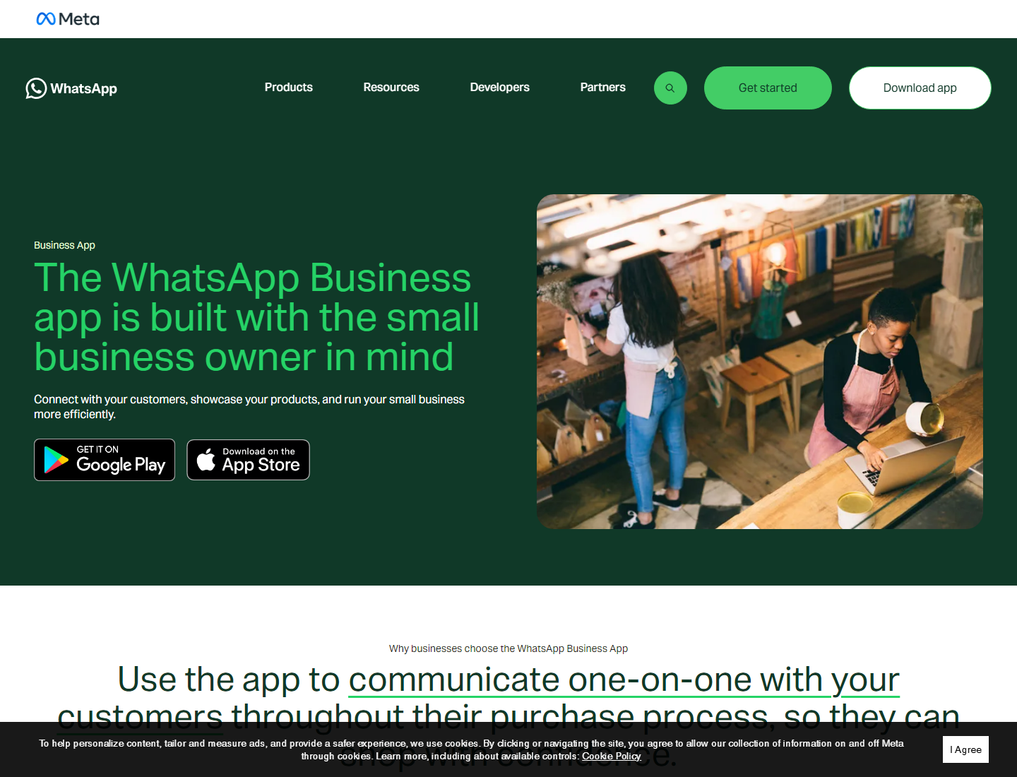 WhatsApp Business App的介绍页,小商家免费用的那一档