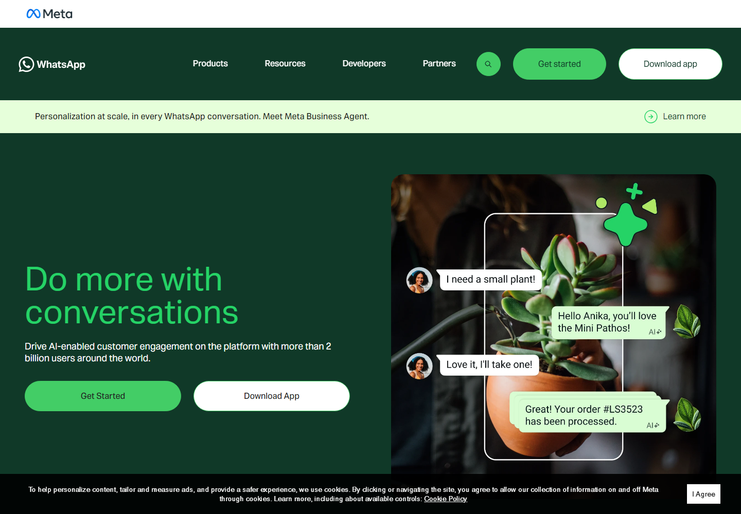 WhatsApp Business官网首页,全球超过20亿用户