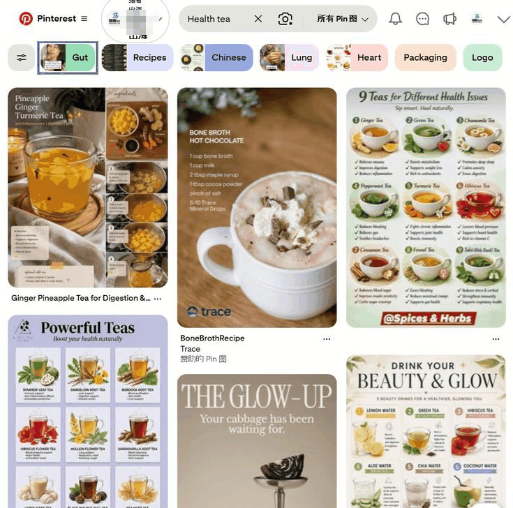Pinterest上的养生类拼图，这是英文内容站最常用的免费引流渠道
