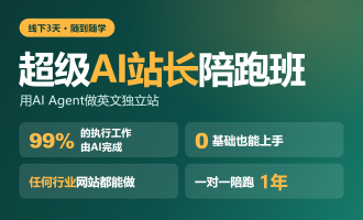 超级AI站长陪跑班：出海独立站AI自动化（3天线下）